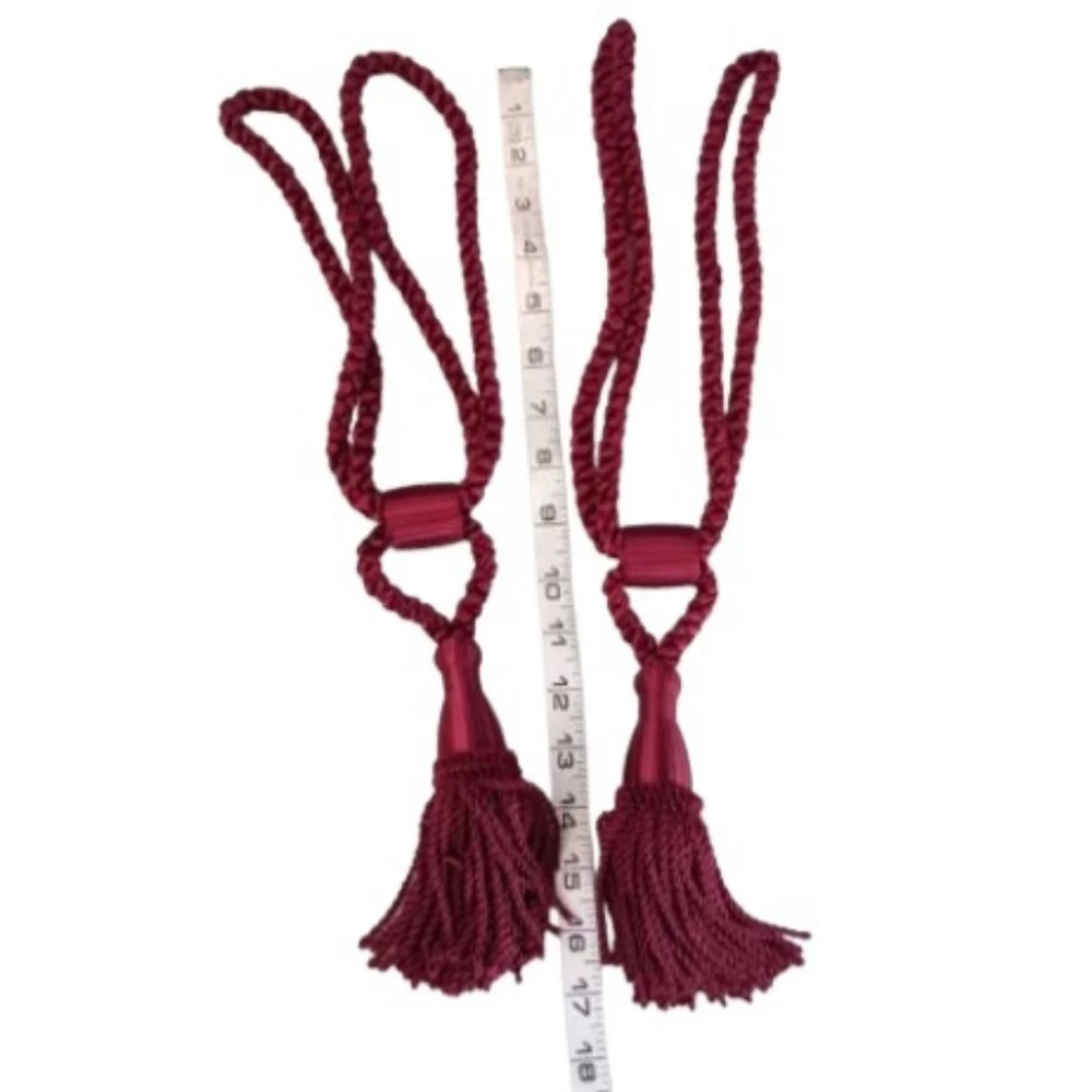 Set of 2 Burgundy Curtain Tassel Tie-Backs | EUC